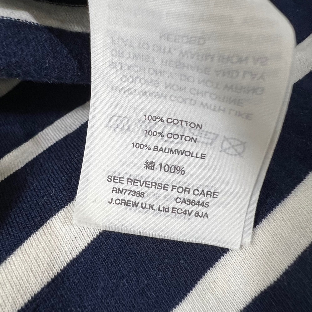 J.Crew Net-A-Porter Women Navy White Striped Sequin French Bulldog Tee M - Picture 7 of 8